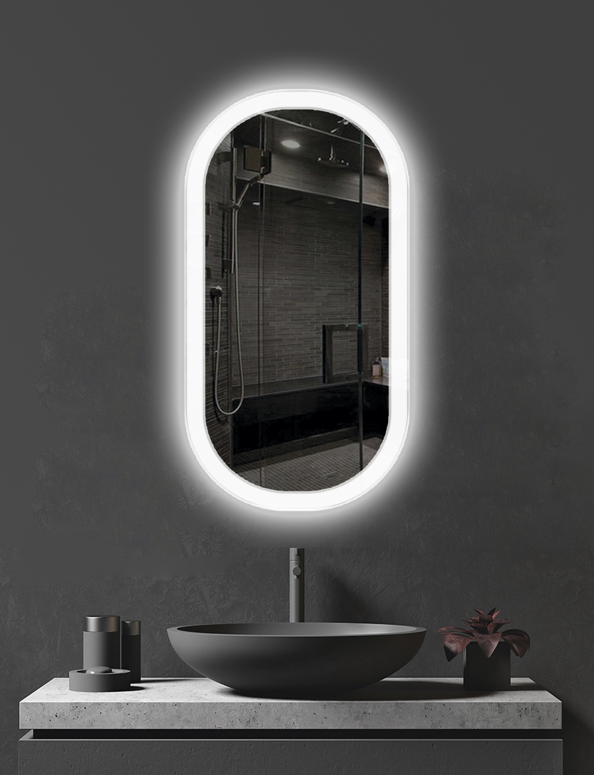 Зеркало «Капсула Шайн» открытая LED по периметру 1