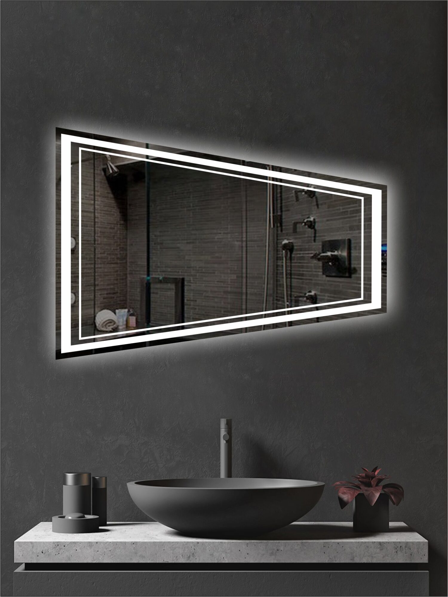Зеркало «DoubleT Трапеция» ультратонкое LED 1