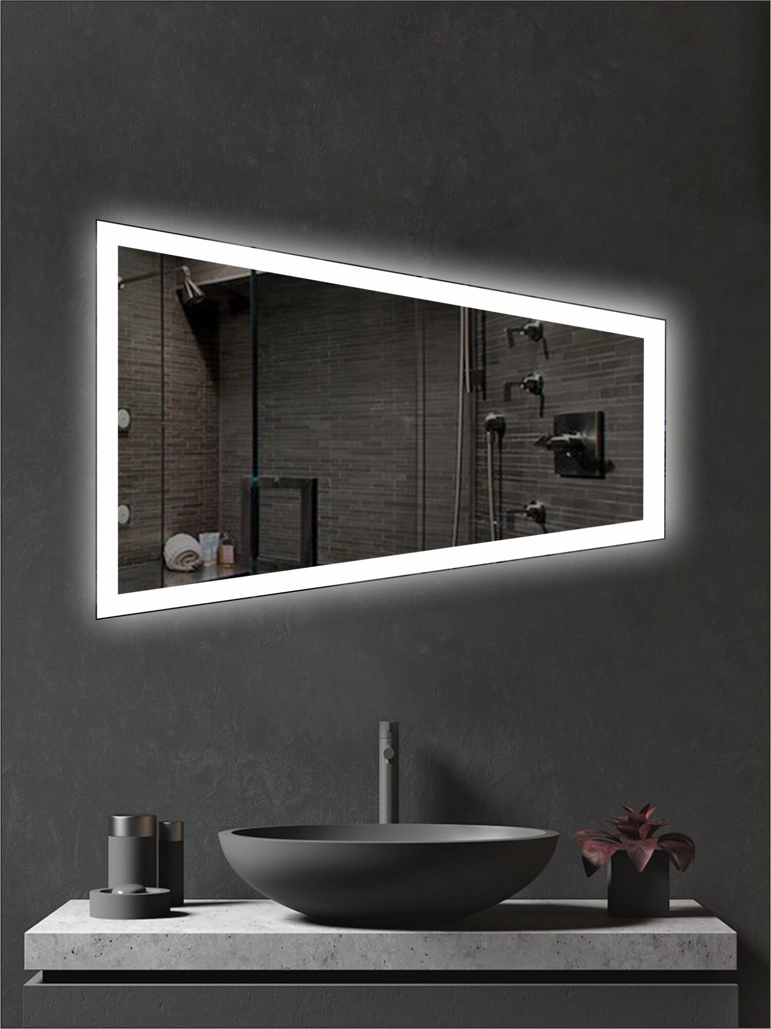 Зеркало «Шайн Трапеция» ультратонкое LED 1