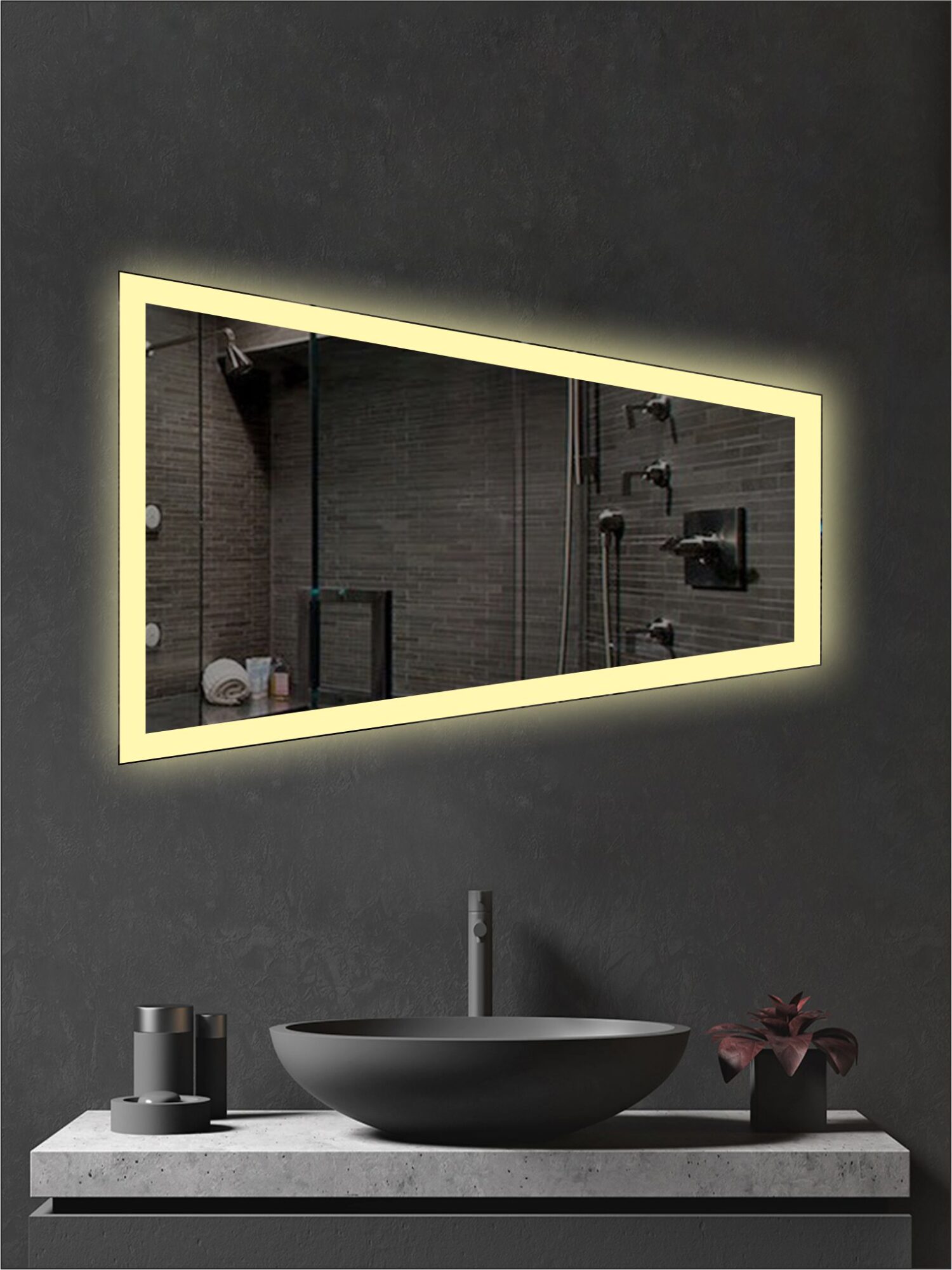 Зеркало «Шайн Трапеция» ультратонкое LED 3